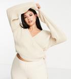 In The Style Plus X Dani Dyer Knitted Wrap Sweater In Cream-white