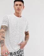 Asos Design Festival Relaxed T-shirt With White Sequins - White