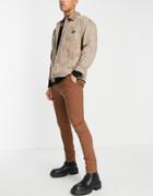 Asos Design Skinny Chinos In Warm Brown