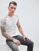 Asos Design Muscle Raglan T-shirt With Paisley Print Sleeves - White
