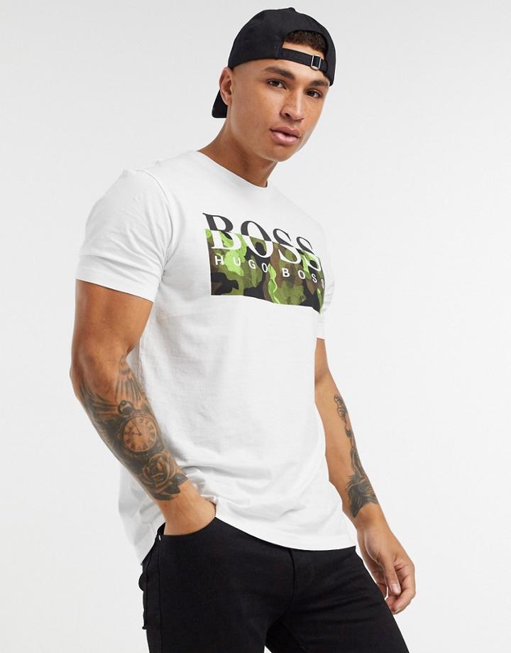 Boss Thady 1 Large Printed Camo Logo T-shirt In White