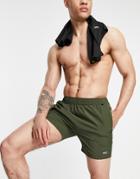 Asos 4505 Icon Training Short In Mid Length In Khaki-green