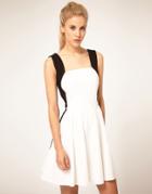Asos Skater Dress With Deep V Back - Black