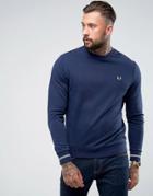 Fred Perry Crew Neck Tipped Cuff Sweat In Navy - Navy