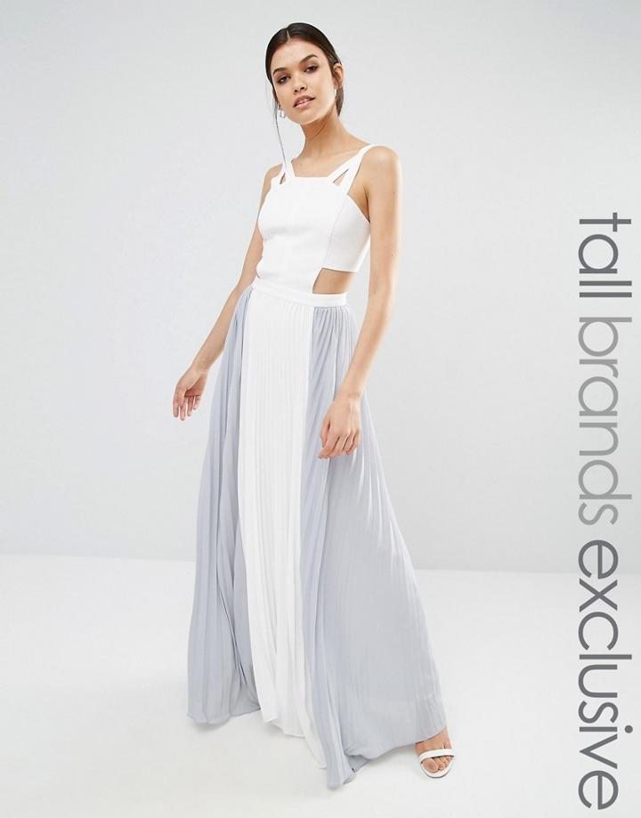 True Decadence Tall Cut Out Maxi Dress With Contrast Pleated Skirt