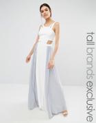 True Decadence Tall Cut Out Maxi Dress With Contrast Pleated Skirt