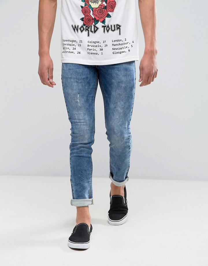 Sixth June Skinny Jeans In Light Wash - Blue
