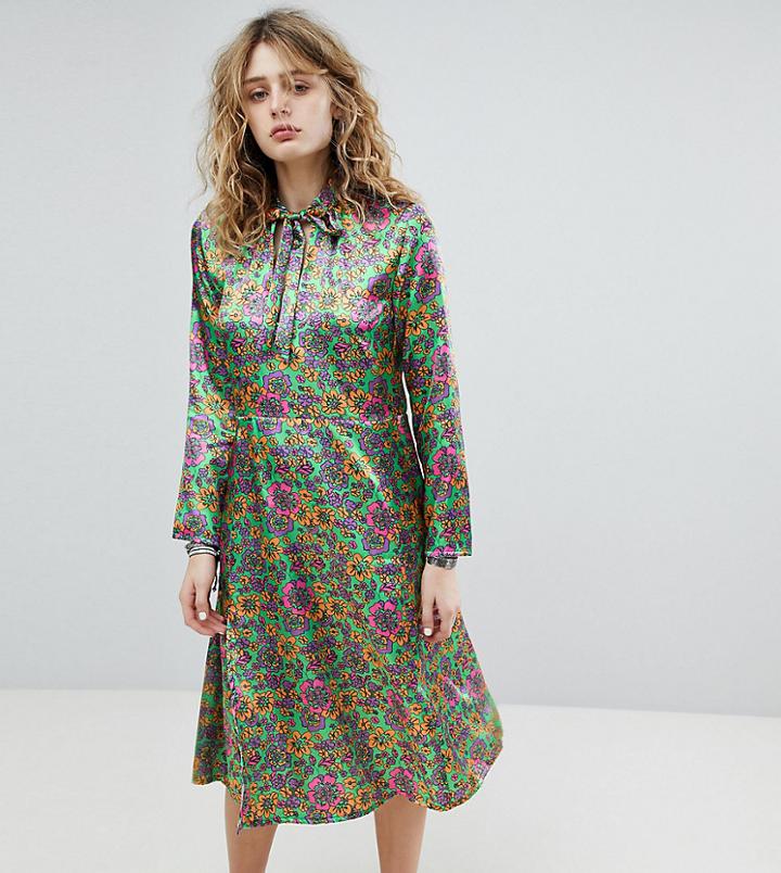 Milk It Vintage Split Front Midi Dress - Green