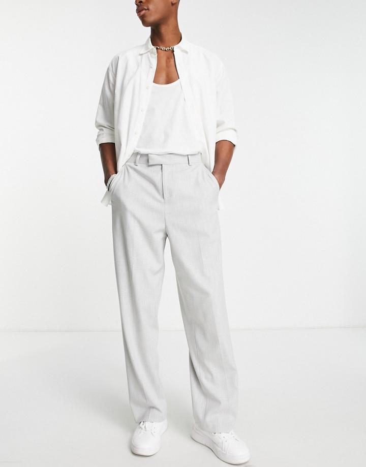 Asos Design Wide Leg Smart Pants In Gray