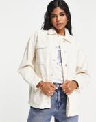 Pull & Bear Cotton Oversized Jacket In Ecru-neutral