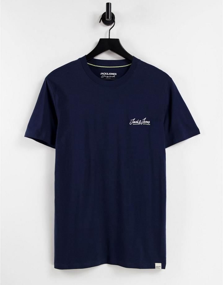 Jack & Jones Originals T-shirt With Small Logo In Navy