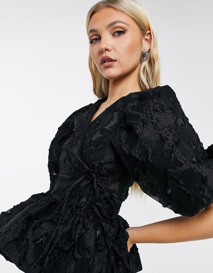Dream Sister Jane Organza Wrap Blouse Set In Black