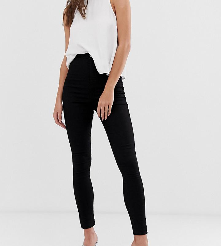 Asos Design Tall Rivington High Waisted Denim Jeggings In Clean Black
