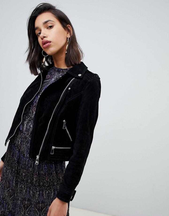 Vero Moda Suede Biker Jacket-black
