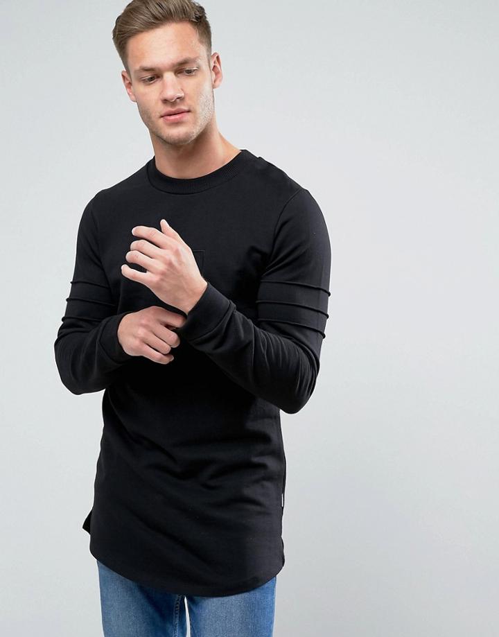 Jack & Jones Longline Curved Hem Sweatshirt - Black