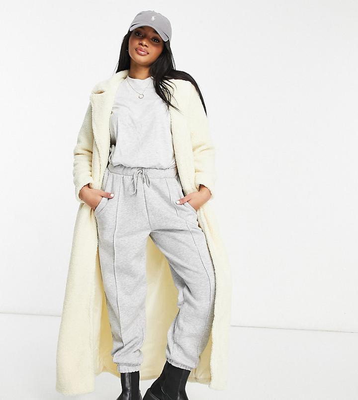 Parisian Petite Tie Waist Sherpa Midaxi Coat In Cream-white