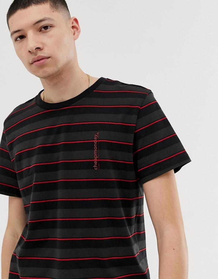 Cheap Monday T-shirt In Red Stripe - Red