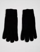 Dents Stirling Lambswool Glove With Leather Palm - Black