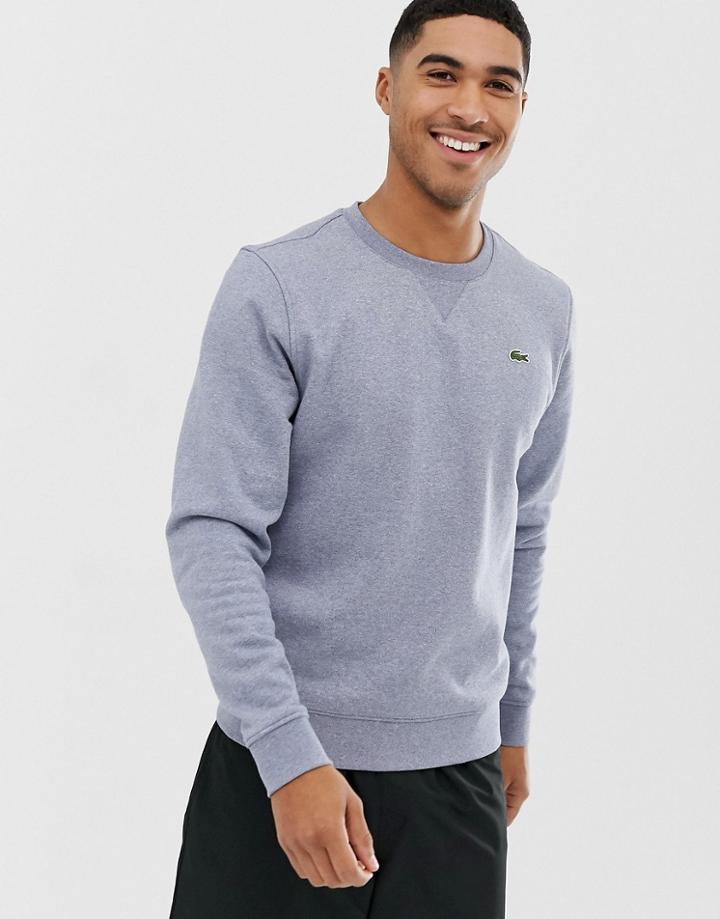 Lacoste Sport Logo Crew Neck Sweat In Gray Marl