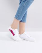 Kaltur Floral Embroidery Lace Up Sneaker - White