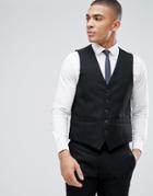 Moss London Skinny Suit Vest In Black - Black