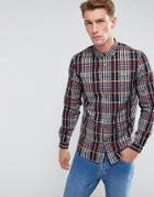 Fred Perry Twill Check Shirt In Navy - Navy
