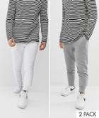 Asos Design Skinny Sweatpants 2 Pack White / Gray Marl - Multi