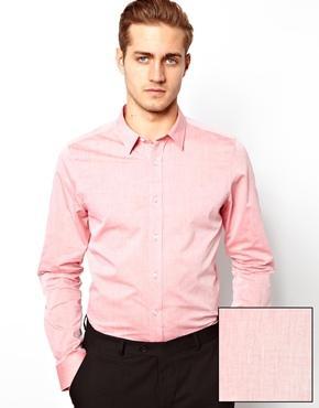 Asos Smart Chambray Shirt In Long Sleeve - Red