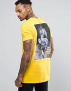 Asos Longline T-shirt With Photographic Back Print - Yellow