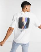 Selected Homme Boxy T-shirt In Organic Cotton With Blurred Back Print In White