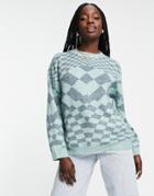 Pull & Bear Graphic Print Sweater In Green