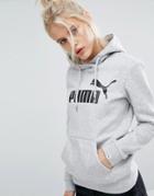 Puma Pullover Hoodie With Classic Logo - Light Gray Heather