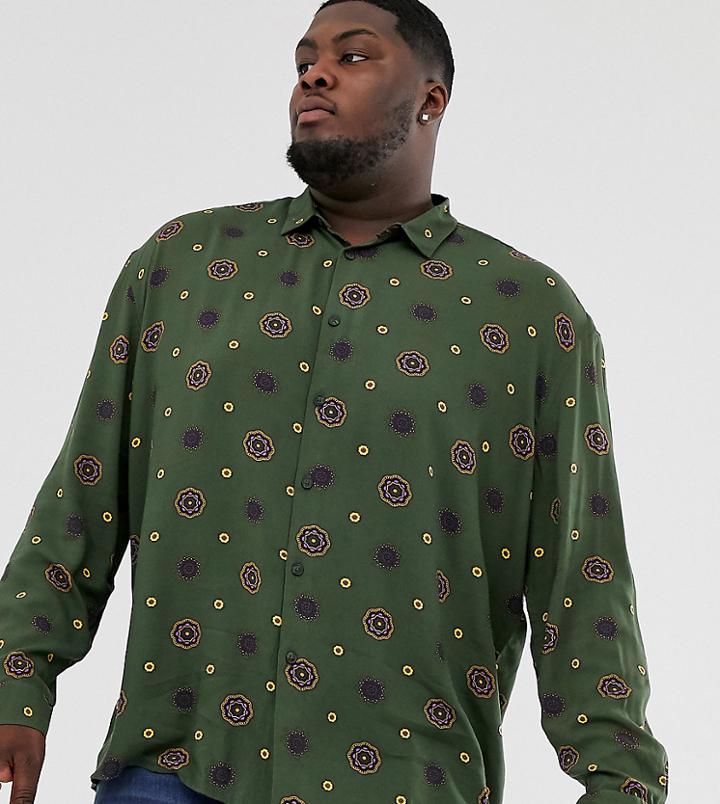 Asos Design Plus Oversized Shirt In Geo Print