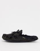 Totes Moccasin Mule Slippers In Black Sparkle