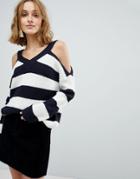 Vero Moda Cold Shoulder Striped Sweater - Multi
