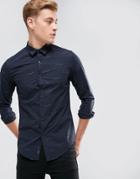 Armani Jeans Slim Fit All Over Script Logo Shirt Navy - Navy