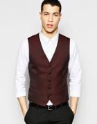 Selected Homme Skinny Luxe Polka Dot Vest - Burgundy
