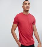 Asos Design Tall Organic T-shirt With Crew Neck In Red - Red