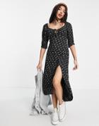 Hollister Woven Midi Dress In Black Floral