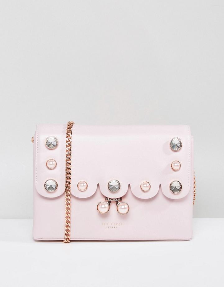 Ted Baker Crossbody Bag With Scalloped Pearl Detail - Pink
