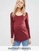 New Look Maternity Long Sleeve Crew Top - Red