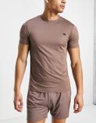 Threadbare Active Training T-shirt In Deep Taupe-brown