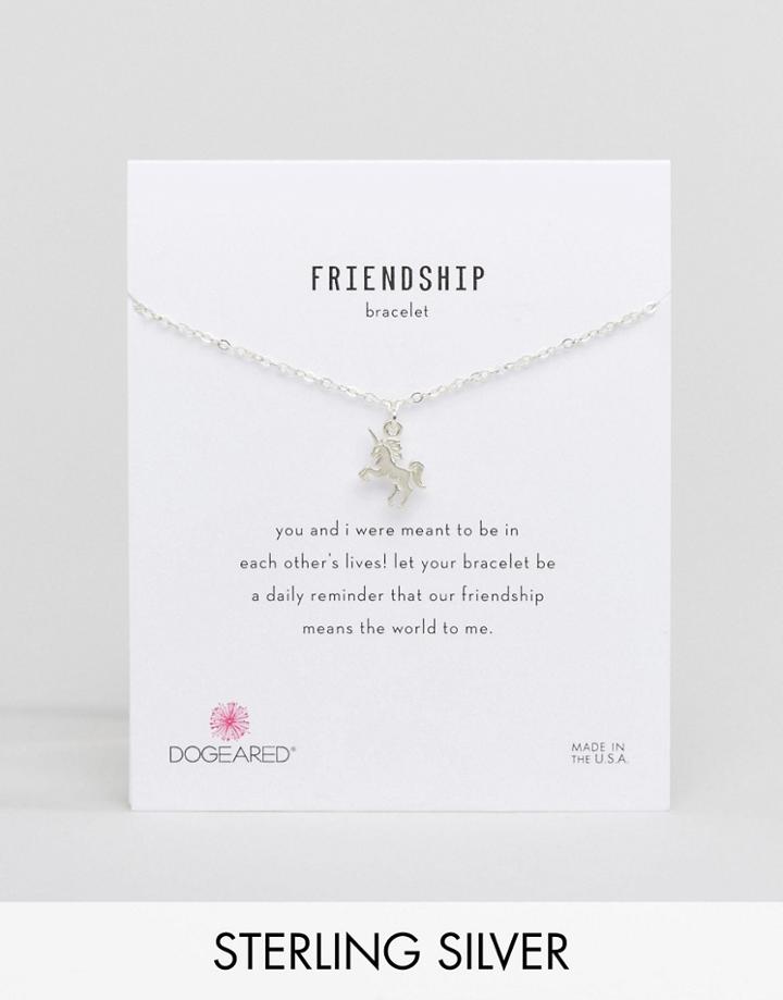 Dogeared Sterling Silver Unicorn Reminder On Friendship Bracelet Card - Silver