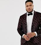 Asos Design Plus Super Skinny Suit Jacket In Velvet With Red Glitter Design