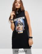 Criminal Damage X Manta Sleeveless Zip Top With Face Graphic - Black