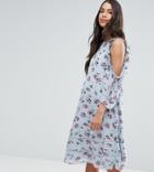 Asos Maternity Floral Ruffle Cold Shoulder Mini Dress - Multi