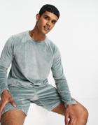 Brave Soul Sweatshirt And Shorts Set In Light Blue-blues