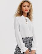 New Look Tie Detail Blouse In White - White