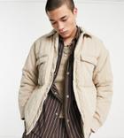 Reclaimed Vintage Inspired Wadded Coach Jacket In Stone-neutral