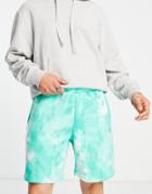 Adidas Originals Essentials Shorts In Hi-res Green Tie Dye